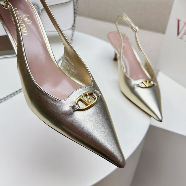 HIGH SLINGBACK 60MM IN GOLD CALFSKIN