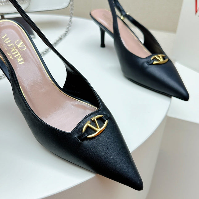 HIGH SLINGBACK 60MM IN BLACK CALFSKIN