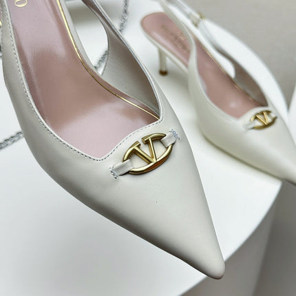 HIGH SLINGBACK 60MM IN WHITE CALFSKIN