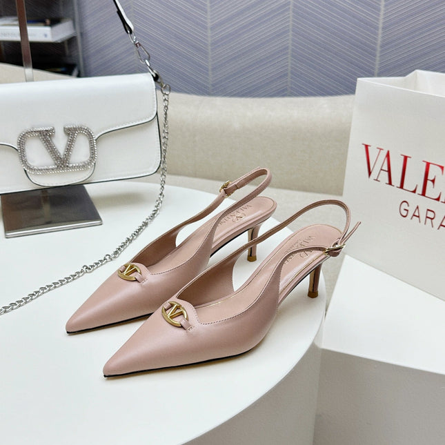 HIGH SLINGBACK 60MM IN BLUSH PINK CALFSKIN