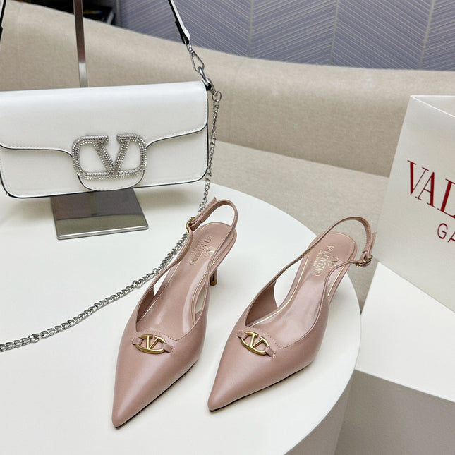 HIGH SLINGBACK 60MM IN BLUSH PINK CALFSKIN