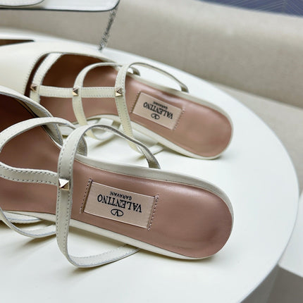 ROCKSTUD WISPY WHITE CALFSKIN MULE 60MM