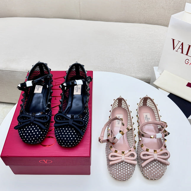 ROCKSTUD PEACH PINK MESH BALLERINA WITH CRYSTALS
