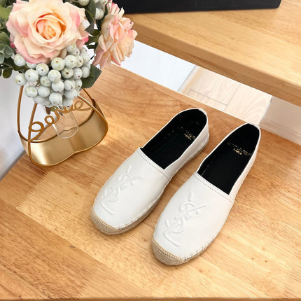 SL YVES EMBOSSED LOGO SLIP ON WHITE AND BLACK CALFSKIN