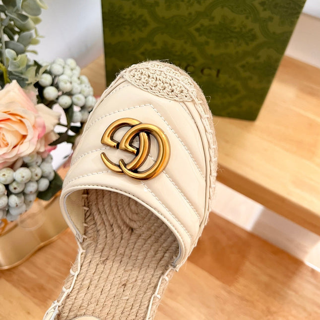 GG  Crochet platform Espadrilles White
