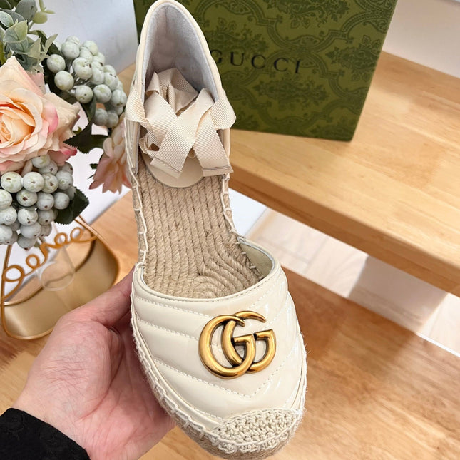 GG  Crochet platform Espadrilles White