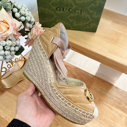 GG  Crochet platform Espadrilles Saddle Brown