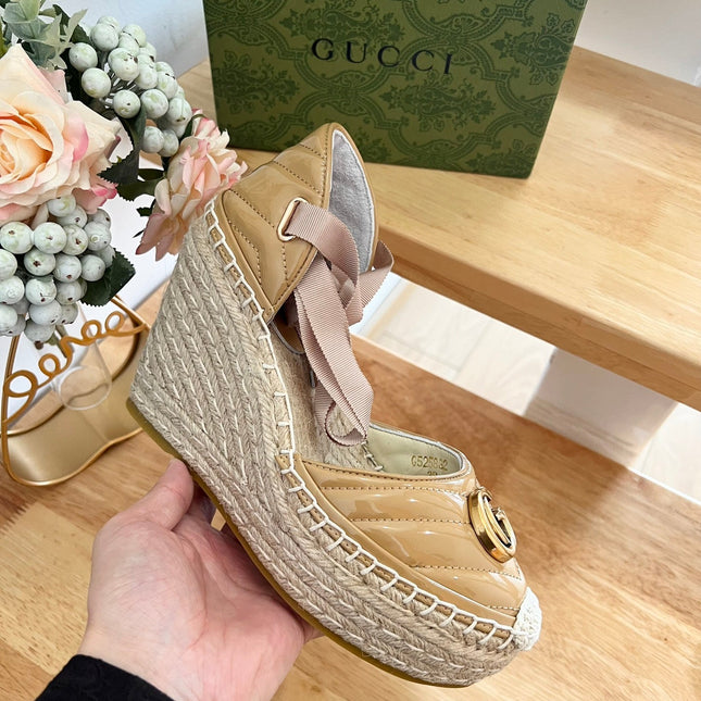 GG  Crochet platform Espadrilles Saddle Brown