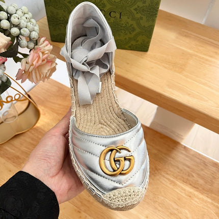 GG  Crochet platform Espadrilles Silver
