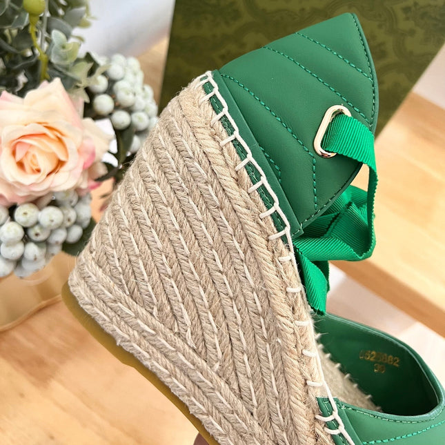 GG  Crochet platform Espadrilles Jade Green