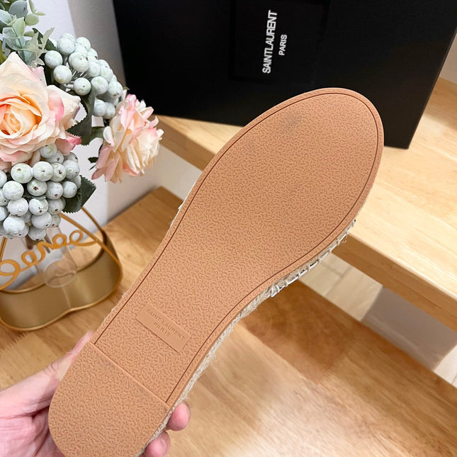 SL YVES LOGO SLIPPER BLACK AND WHITE CALFSKIN