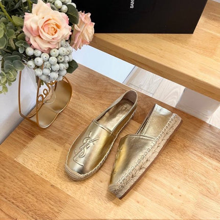 SL YVES EMBOSSED LOGO SLIP ON GOLD CALFSKIN