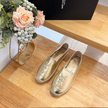 SL YVES EMBOSSED LOGO SLIP ON GOLD CALFSKIN