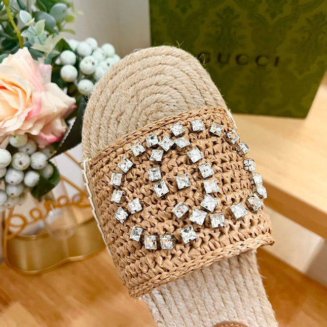 GG  Casual Style Logo Sandals Brown Caramel