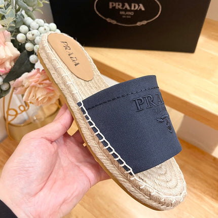 Pra Slide 20 Denim Velvet Beige Sole Raffia