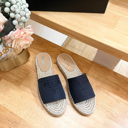 Pra Slide 20 Denim Velvet Beige Sole Raffia