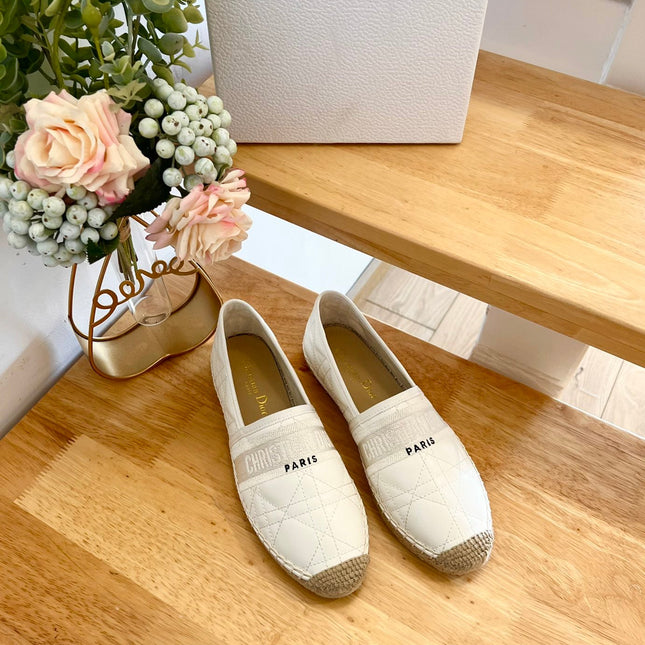 GRANVILLE ESPADRILLE WHITE QUILTED CANNAGE CALFSKIN