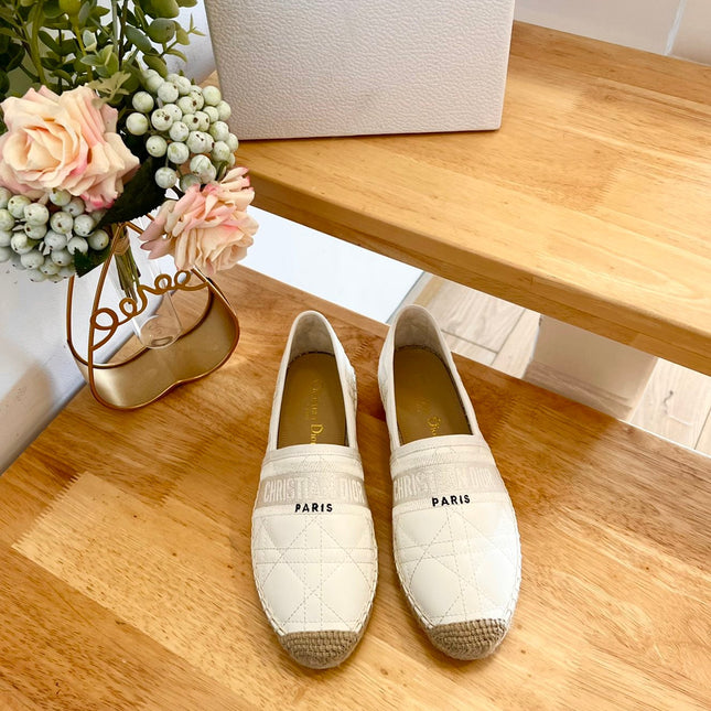 GRANVILLE ESPADRILLE WHITE QUILTED CANNAGE CALFSKIN
