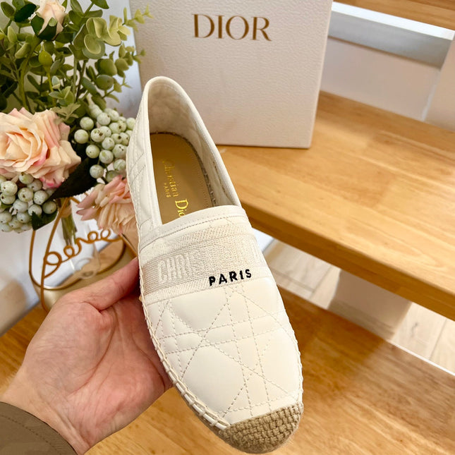 GRANVILLE ESPADRILLE WHITE QUILTED CANNAGE CALFSKIN