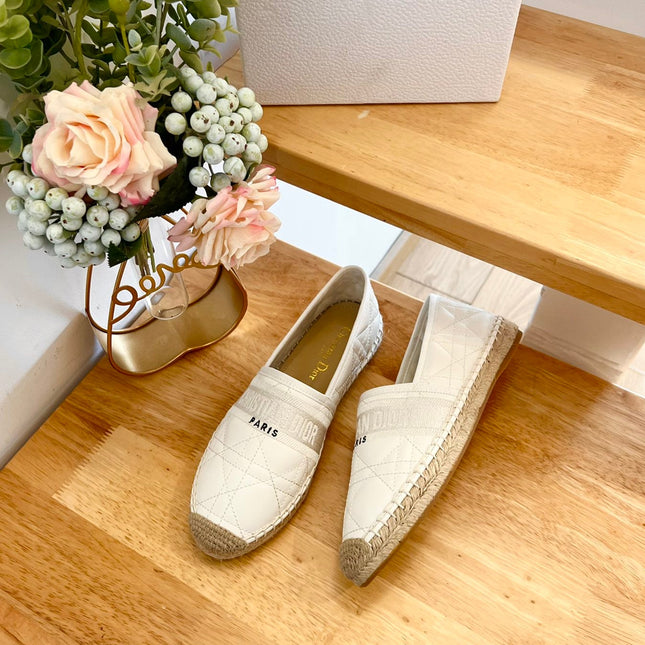 GRANVILLE ESPADRILLE WHITE QUILTED CANNAGE CALFSKIN