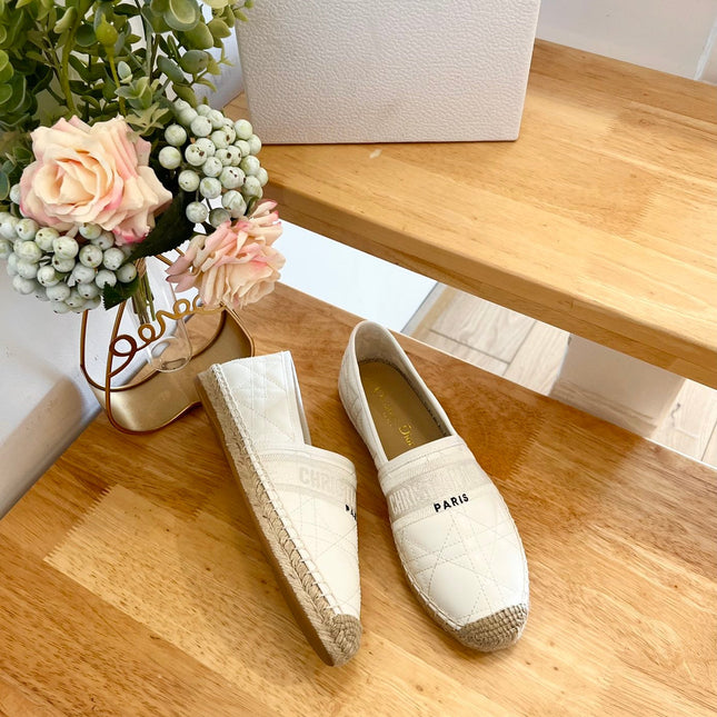 GRANVILLE ESPADRILLE WHITE QUILTED CANNAGE CALFSKIN