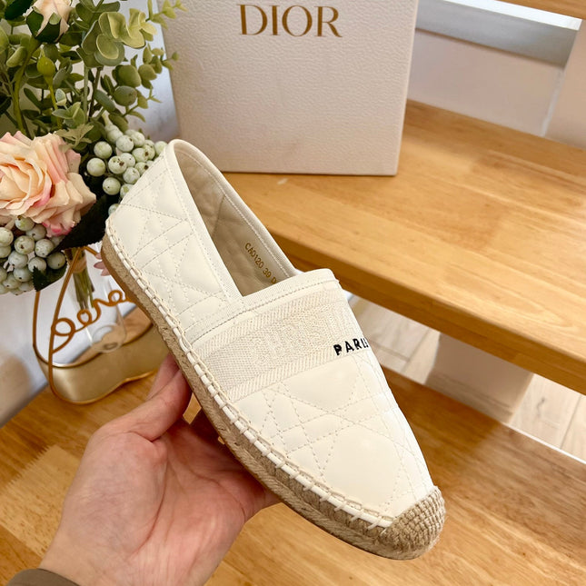 GRANVILLE ESPADRILLE WHITE QUILTED CANNAGE CALFSKIN