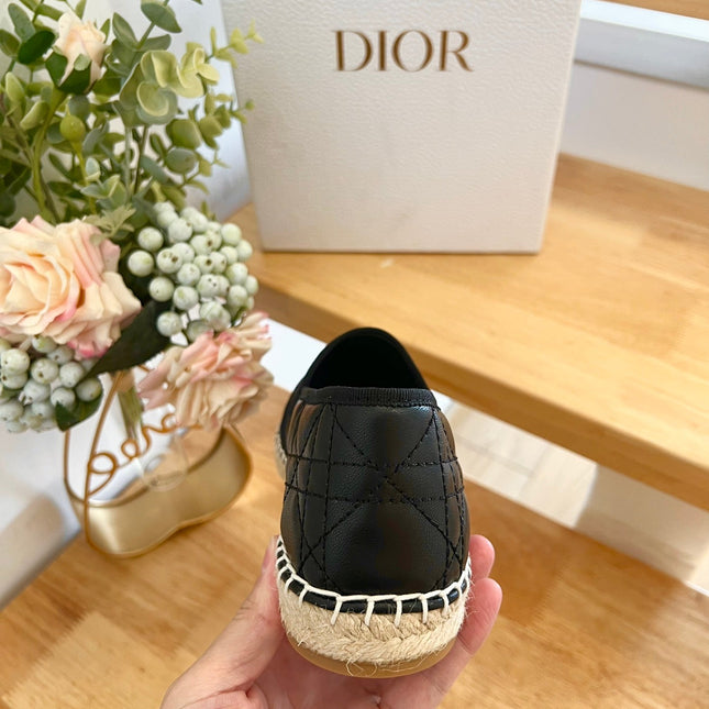GRANVILLE ESPADRILLE BLACK QUILTED CANNAGE CALFSKIN