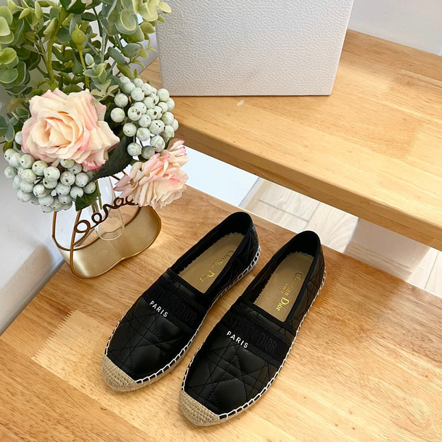 GRANVILLE ESPADRILLE BLACK QUILTED CANNAGE CALFSKIN