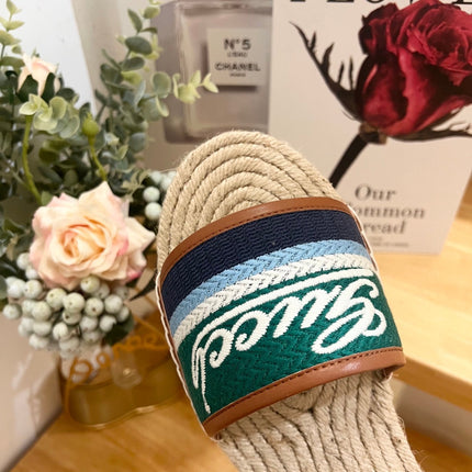 GG SLIDES IN MULTICOLOR RAFFIA