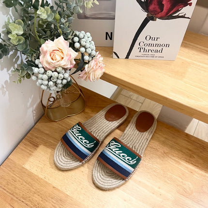 GG SLIDES IN MULTICOLOR RAFFIA