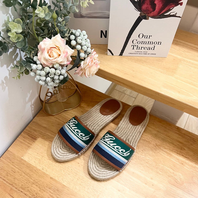 GG SLIDES IN MULTICOLOR RAFFIA