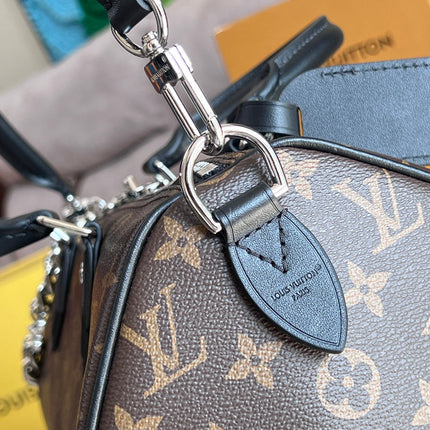 LV 25S SPEEDY SOFT 30 IN BROWN MONOGRAM CANVAS AND CALFSKIN SILVER HARDWARE