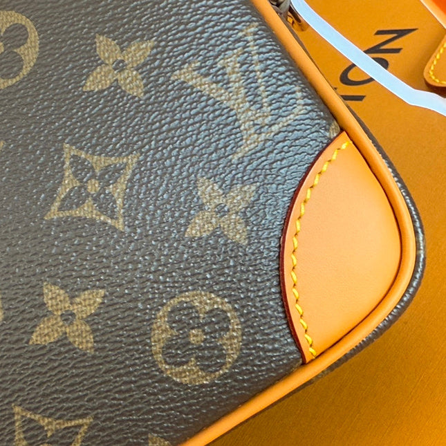 TROCADERO BAG 20 IN BROWN MIX ORANGE MONOGRAM ECLIPSE CANVAS