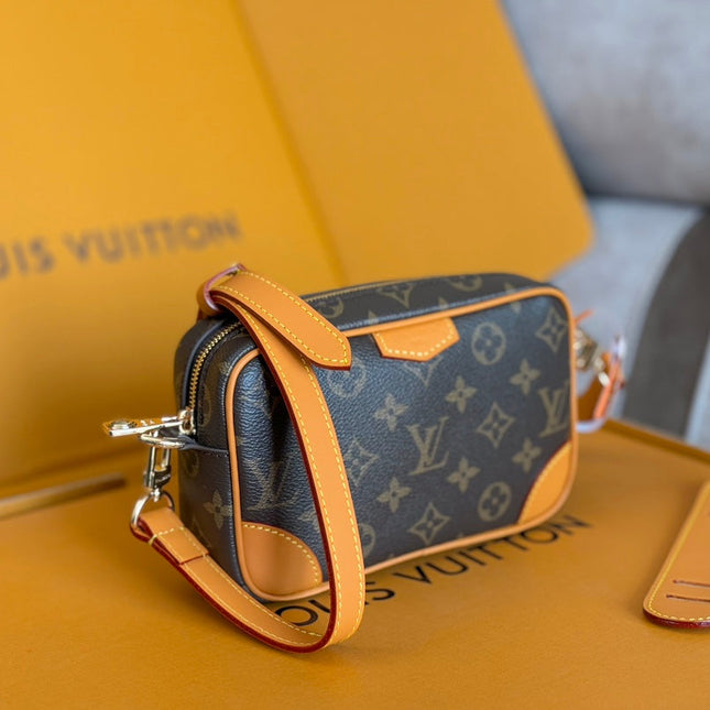 TROCADERO BAG 20 IN BROWN MIX ORANGE MONOGRAM ECLIPSE CANVAS