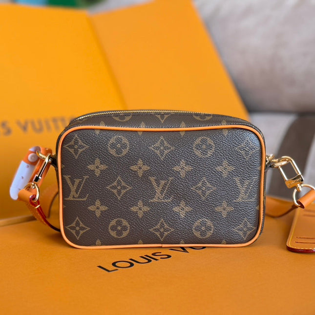 TROCADERO BAG 20 IN BROWN MIX ORANGE MONOGRAM ECLIPSE CANVAS