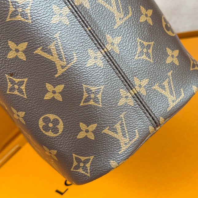 NEVERFULL INSIDE OUT MM BAG 31 IN BROWN MONOGRAM COATED CANVAS AND CALFSKIN