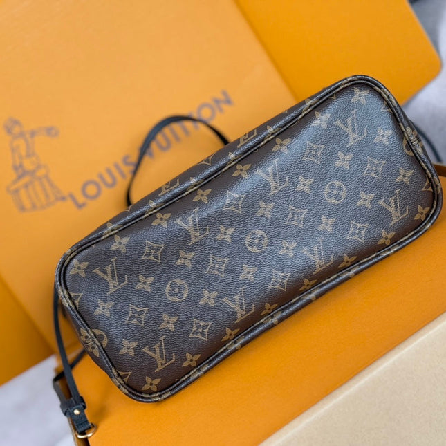 NEVERFULL INSIDE OUT MM BAG 31 IN BROWN MONOGRAM COATED CANVAS AND CALFSKIN