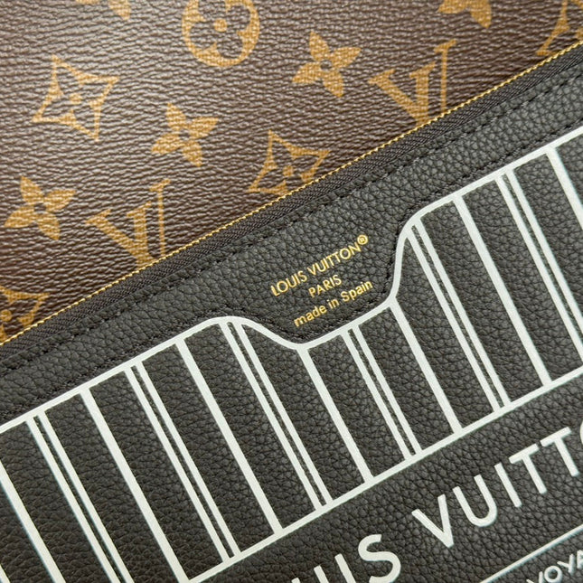 NEVERFULL INSIDE OUT MM BAG 31 IN BROWN MONOGRAM COATED CANVAS AND CALFSKIN