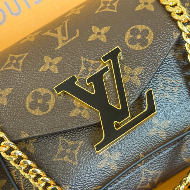 LV 25S CHAIN BAG 24 IN BROWN MONOGRAM CANVAS GOLD HARDWARE