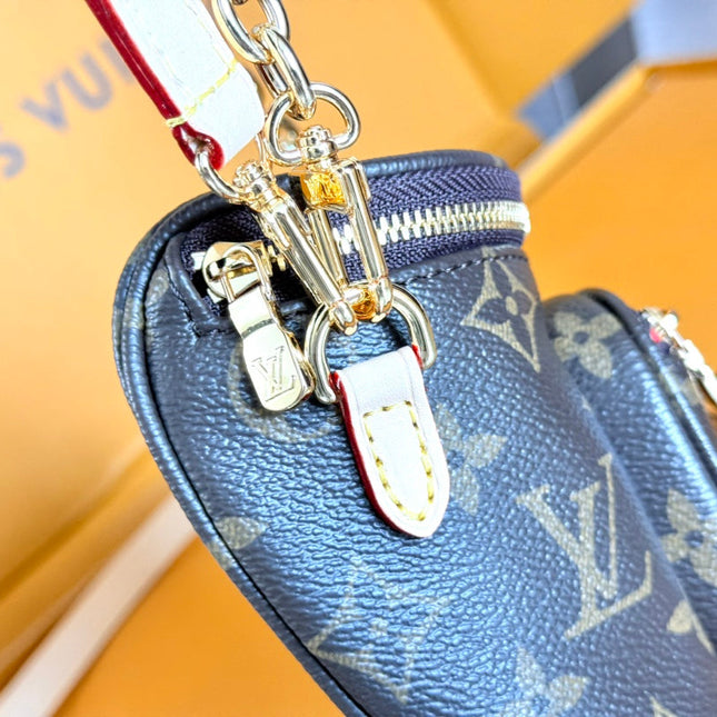 LV 25S MINI BUMBAG 17 IN BROWN CANVAS MONOGRAM CHERRY PRINT GOLD HARDWARE