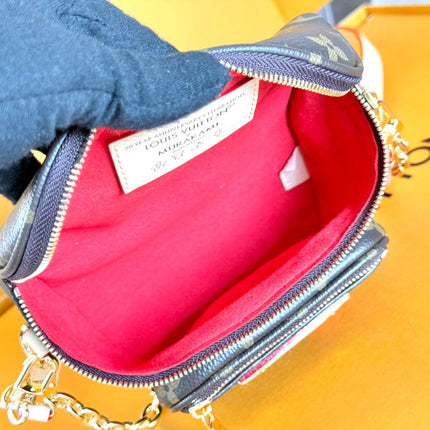 LV 25S MINI BUMBAG 17 IN BROWN CANVAS MONOGRAM CHERRY PRINT GOLD HARDWARE