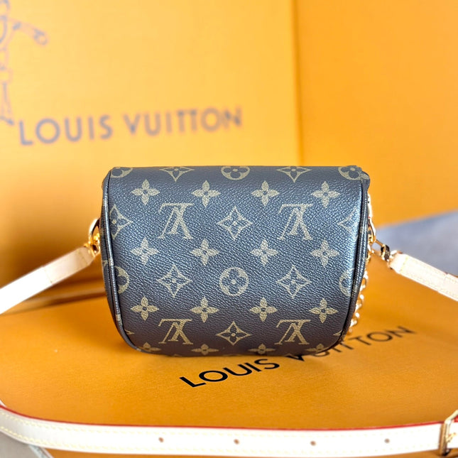 LV 25S MINI BUMBAG 17 IN BROWN CANVAS MONOGRAM CHERRY PRINT GOLD HARDWARE