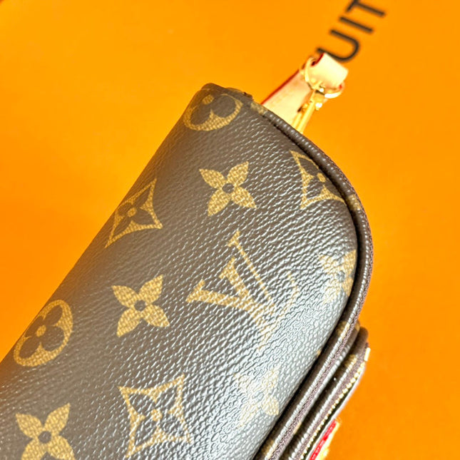 LV 25S MINI BUMBAG 17 IN BROWN CANVAS MONOGRAM CHERRY PRINT GOLD HARDWARE