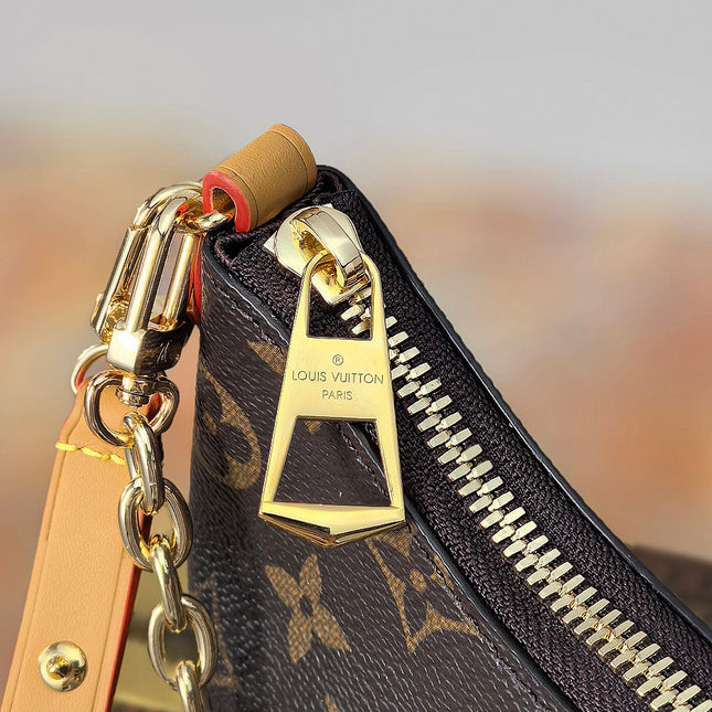 LV 25S BOULOGNE 20 IN DARK BROWN MONOGRAM CANVAS GOLD HARDWARE