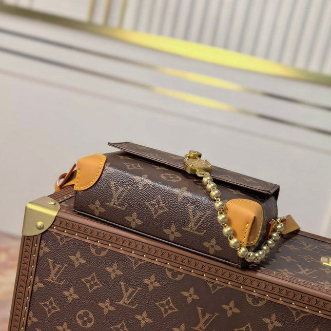 LV 25S MINI STEAMER 18 IN DARK BROWN CANVAS MONOGRAM GOLD HARDWARE