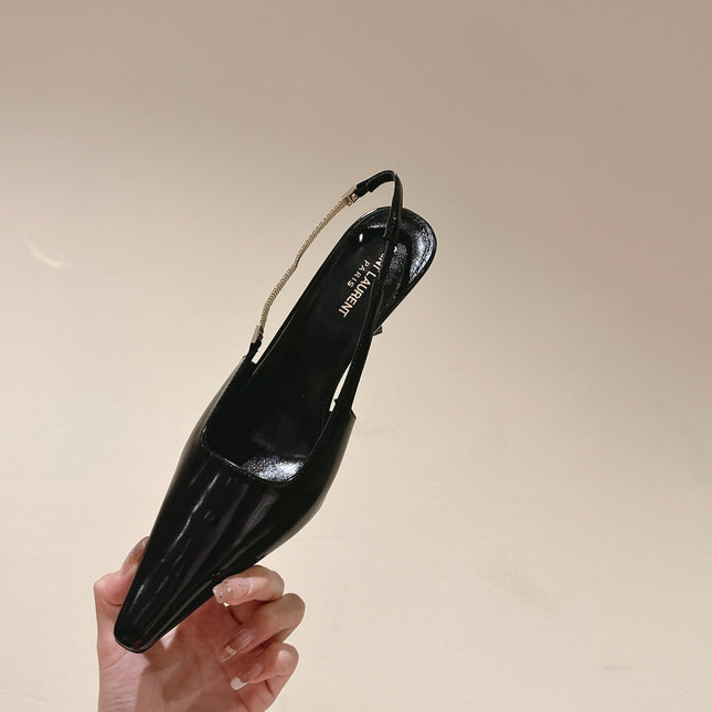 BLAKE SLINGBACK PUMPS 80 IN BLACK LEATHER