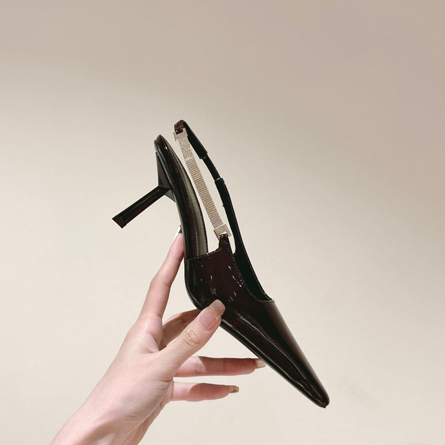 BLAKE SLINGBACK PUMPS 80 IN WINE PATENT LEATHER