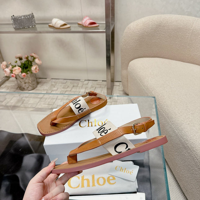 THONG SANDALS IN CINNAMON BROWN CALFSKIN AND WHITE CANVAS