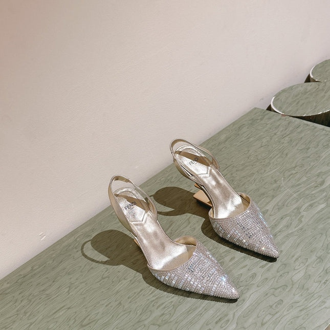 FENDI SEQUINS HIGH-HEELED SLINGBACK 85MM GOLD