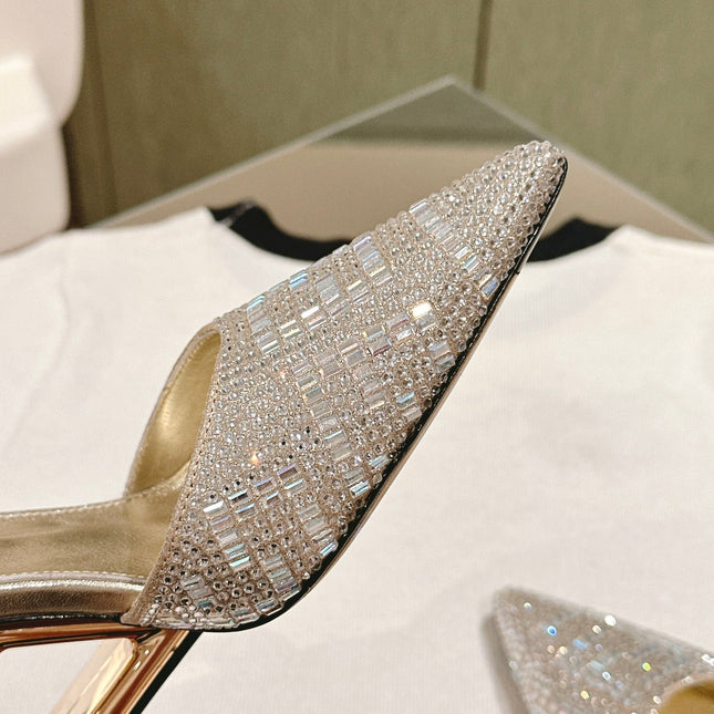 FENDI SEQUINS HIGH-HEELED SLINGBACK 85MM GOLD